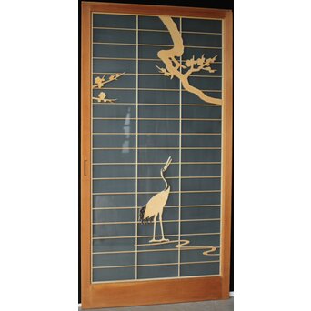 両面ガラス建具 梅に鶴 上下8枚1組　GD0222Y C　表