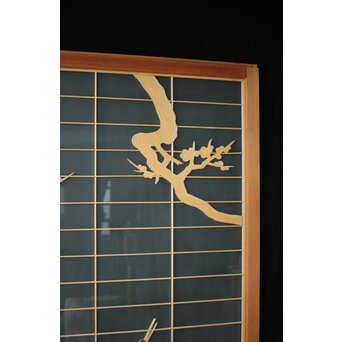 両面ガラス建具 梅に鶴 上下8枚1組　GD0222Y 