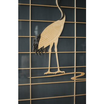 両面ガラス建具 梅に鶴 上下8枚1組　GD0222Y 