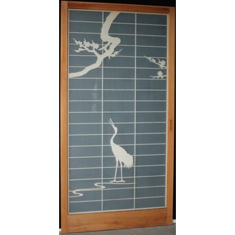 両面ガラス建具 梅に鶴 上下8枚1組　GD0222Y C　ウラ