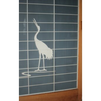 両面ガラス建具 梅に鶴 上下8枚1組　GD0222Y 