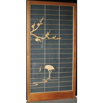 両面ガラス建具 梅に鶴 上下8枚1組　GD0222Y D　表