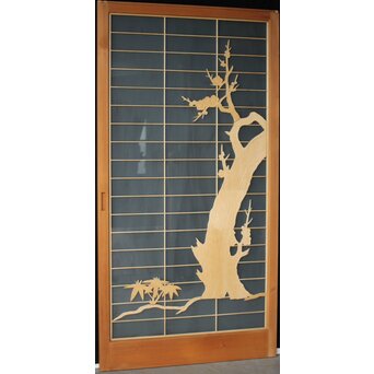 両面ガラス建具 梅に鶴 上下8枚1組　GD0222Y A　表