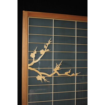 両面ガラス建具 梅に鶴 上下8枚1組　GD0222Y 