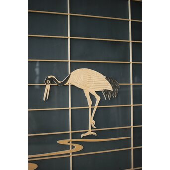 両面ガラス建具 梅に鶴 上下8枚1組　GD0222Y 