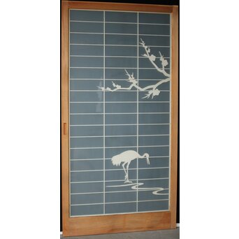 両面ガラス建具 梅に鶴 上下8枚1組　GD0222Y D　ウラ
