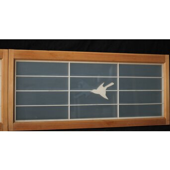 両面ガラス建具 梅に鶴 上下8枚1組　GD0222Y 