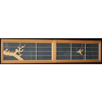 両面ガラス建具 梅に鶴 上下8枚1組　GD0222Y 欄間CD　表