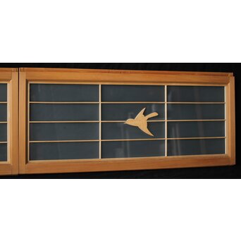 両面ガラス建具 梅に鶴 上下8枚1組　GD0222Y 