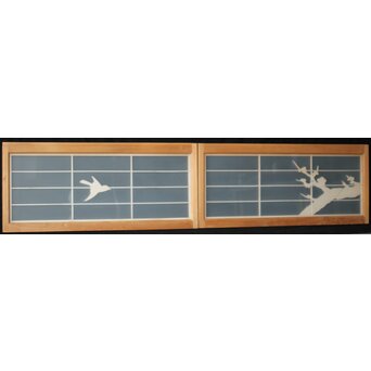 両面ガラス建具 梅に鶴 上下8枚1組　GD0222Y 欄間CD　ウラ