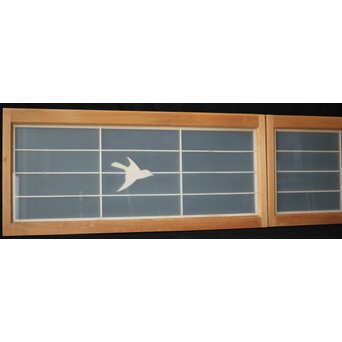 両面ガラス建具 梅に鶴 上下8枚1組　GD0222Y 