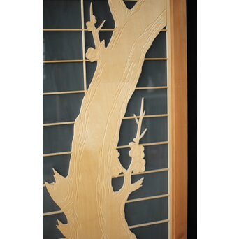 両面ガラス建具 梅に鶴 上下8枚1組　GD0222Y 