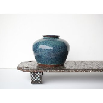 石湾/石灣窯 窯変釉 紫砂胎甕　P484 