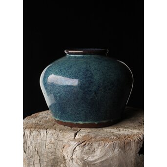 石湾/石灣窯 窯変釉 紫砂胎甕　P484