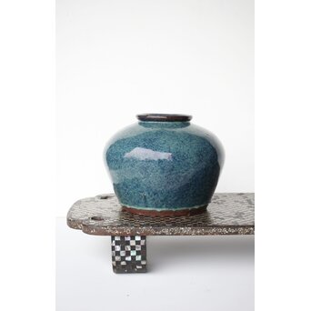 石湾/石灣窯 窯変釉 紫砂胎甕　P484 