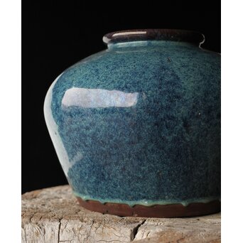 石湾/石灣窯 窯変釉 紫砂胎甕　P484 