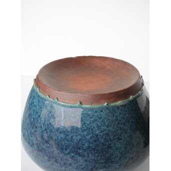 石湾/石灣窯 窯変釉 紫砂胎甕　P484 