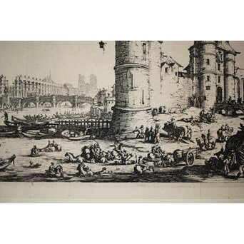 Jacques Callot  ジャックカロ View of the Pont-Neuf 銅版画　Z517 