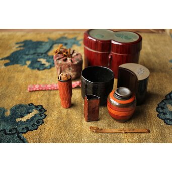 松枝不入 雪月花 竹茶箱　Q364 