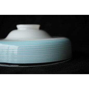 乳白青色輪線 千段巻電笠 照明　A473 