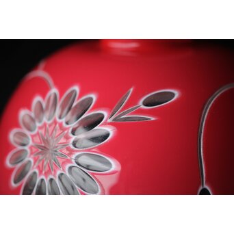 稀品 大正期 金赤 桃色切子花文電笠 照明　A476 