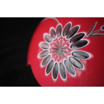 稀品 大正期 金赤 桃色切子花文電笠 照明　A476 