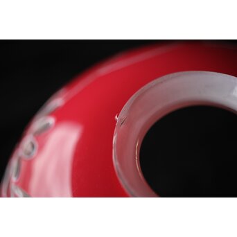 稀品 大正期 金赤 桃色切子花文電笠 照明　A476 