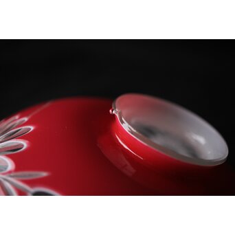 稀品 大正期 金赤 桃色切子花文電笠 照明　A476 