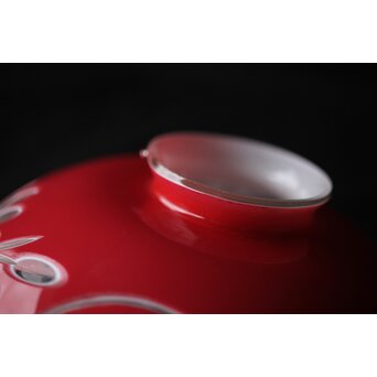 稀品 大正期 金赤 桃色切子花文電笠 照明　A476 