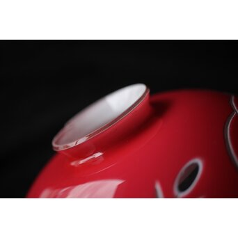 稀品 大正期 金赤 桃色切子花文電笠 照明　A476 