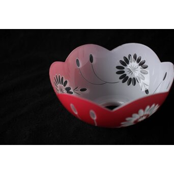 稀品 大正期 金赤 桃色切子花文電笠 照明　A476 