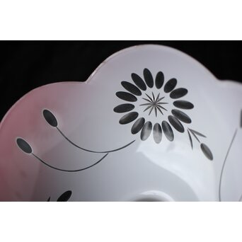 稀品 大正期 金赤 桃色切子花文電笠 照明　A476 