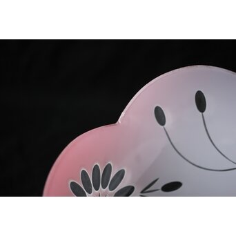 稀品 大正期 金赤 桃色切子花文電笠 照明　A476 