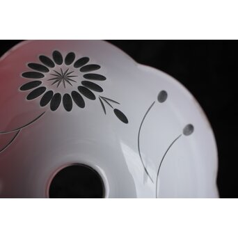 稀品 大正期 金赤 桃色切子花文電笠 照明　A476 