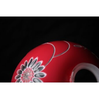 稀品 大正期 金赤 桃色切子花文電笠 照明　A476 