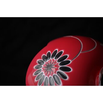 稀品 大正期 金赤 桃色切子花文電笠 照明　A476 