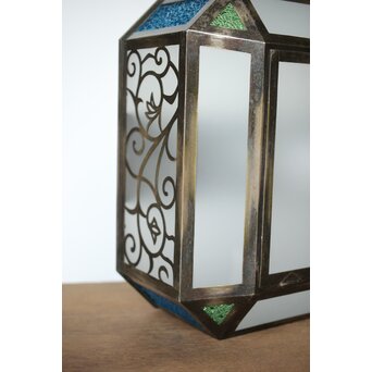 唐草文 色ガラス シャンデリア照明　A478Y 