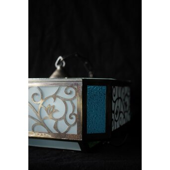 唐草文 色ガラス シャンデリア照明　A478Y 