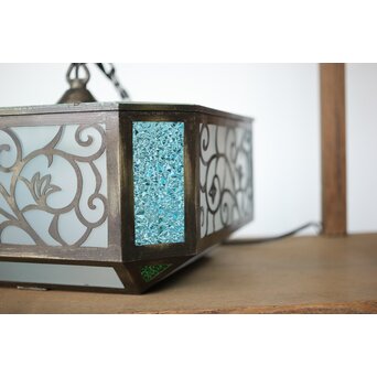 唐草文 色ガラス シャンデリア照明　A478Y 