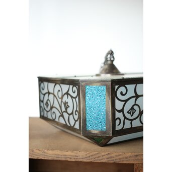 唐草文 色ガラス シャンデリア照明　A478Y 