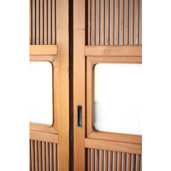 面取格子 細身格子戸 2枚1組　L1132 クリアガラスの枠も　ちょっとした装飾