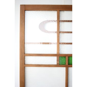 流水文 ダイア緑色ガラス戸　GD0228 