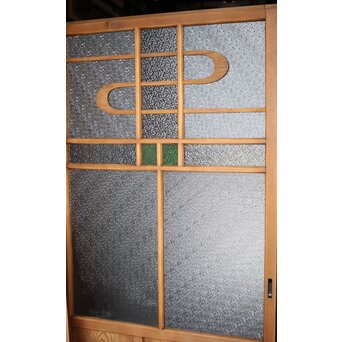 流水文 ダイア緑色ガラス戸　GD0228 