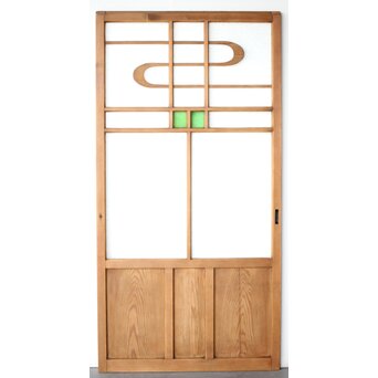 流水文 ダイア緑色ガラス戸　GD0228