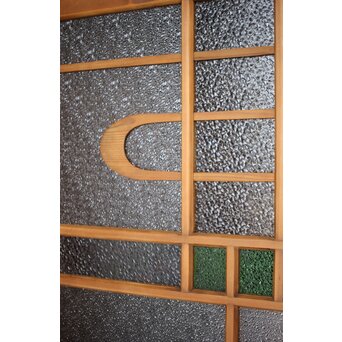 流水文 ダイア緑色ガラス戸　GD0228 