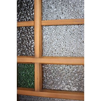 流水文 ダイア緑色ガラス戸　GD0228 2種のプレスガラスで構成