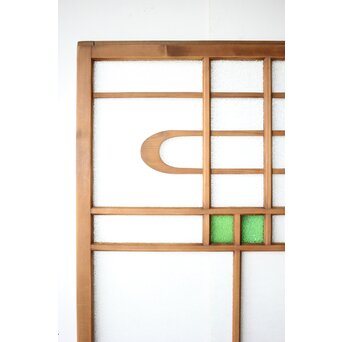 流水文 ダイア緑色ガラス戸　GD0228 