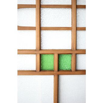 流水文 ダイア緑色ガラス戸　GD0228 レトロな緑色ダイアガラス