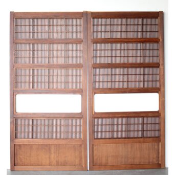 障子枠付 格子戸 2枚1組　L1134 ここから背面