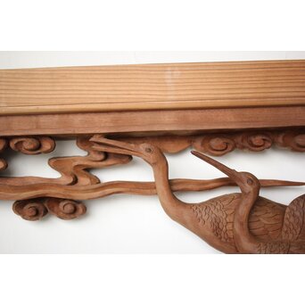 井波彫刻 野村清雲 細密木彫雲鶴 欄間 2枚1組　R0411Y 